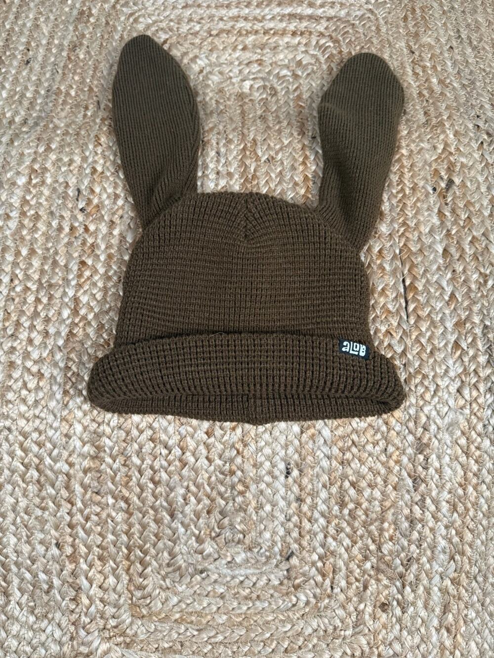 A.LAB Kevan Bunny Ears Knitted Beanie Brown One Size Unisex